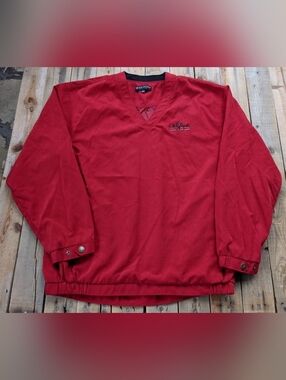 Red V-Neck Pullover Shirt
